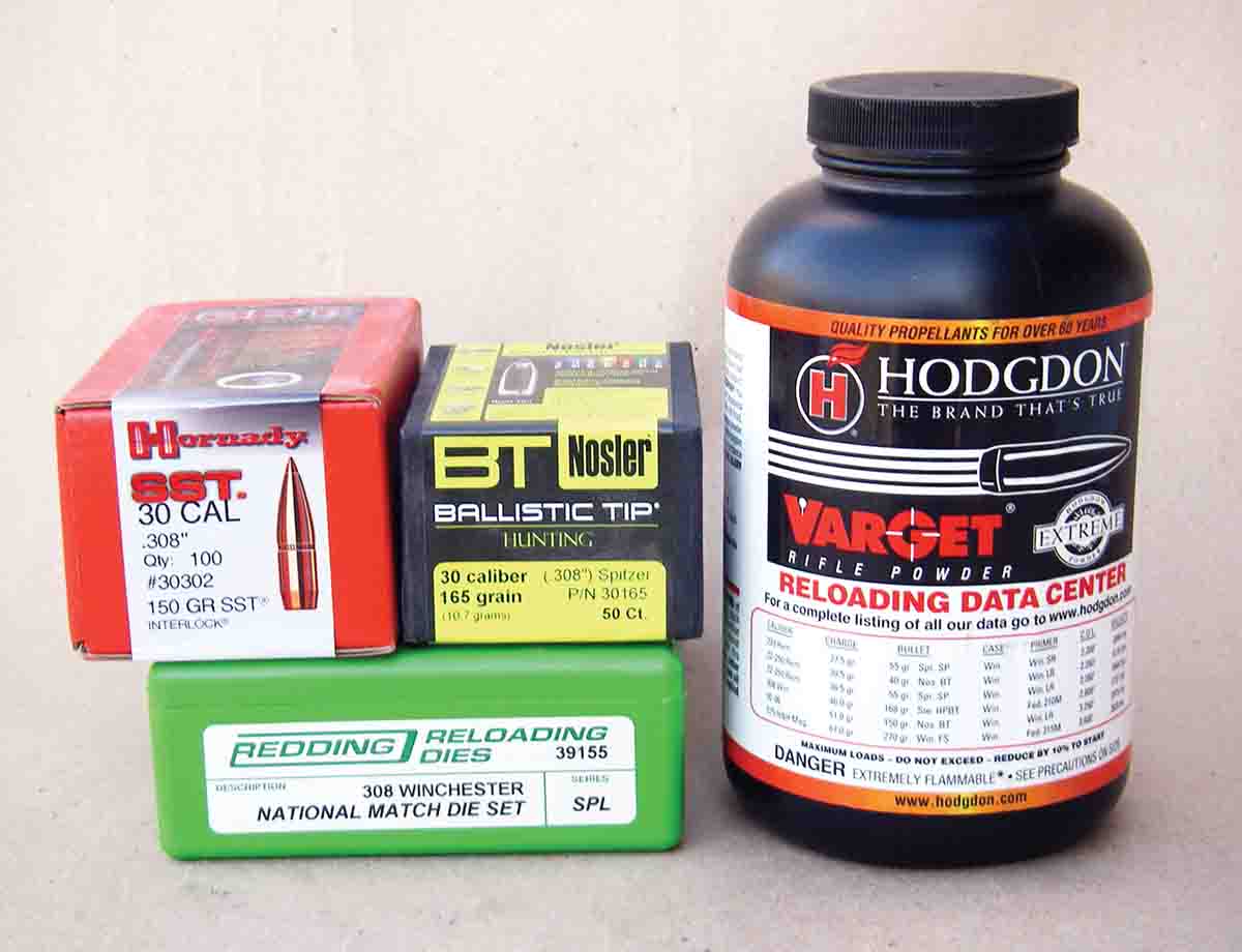 Hodgdon Varget powder is a top choice for accurate .308 Winchester hunting loads.